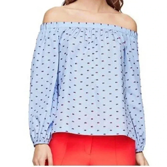 BCBGMAXAZRIA | Daniela Off The Shoulder Blouse Back Slit Cotton Size Small S - Picture 7 of 7